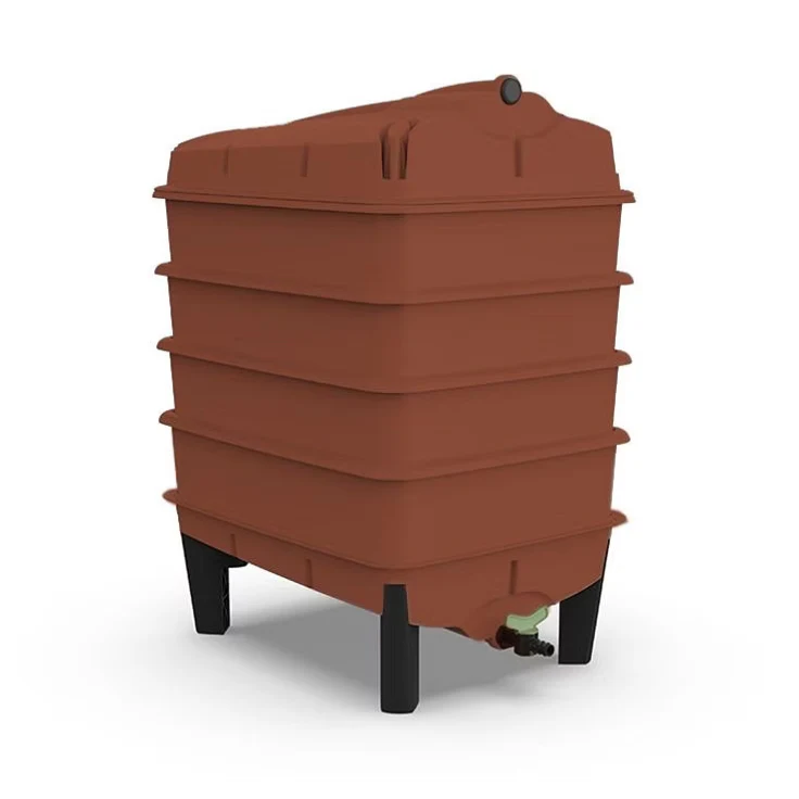 Terracotta four-tray Tiger Wormery with lid, legs and drainage tap